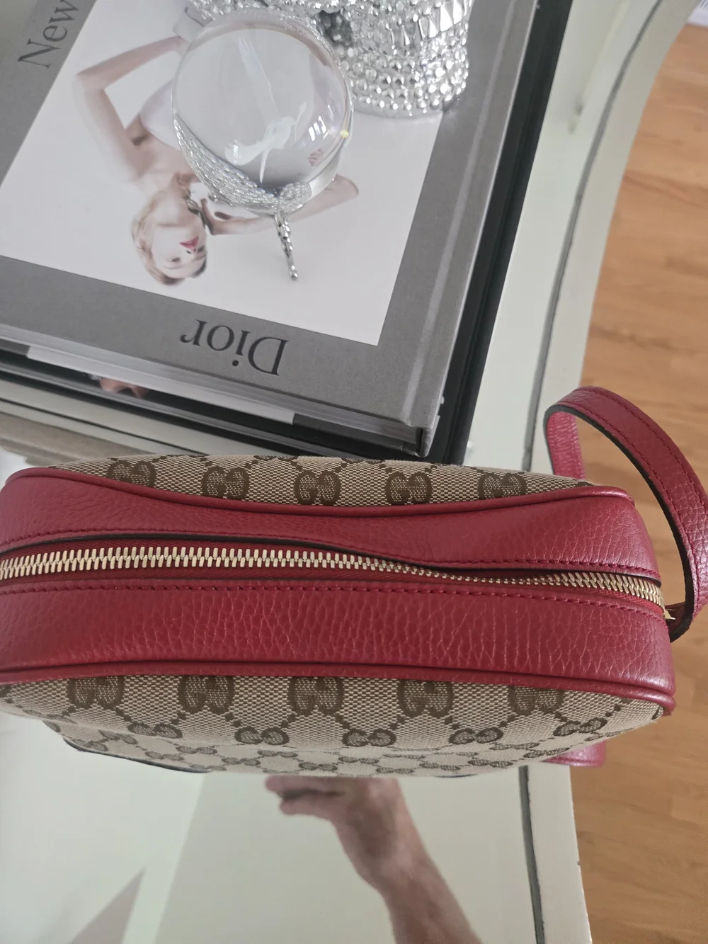 Gucci Red and Beige Canvas Crossbody Bag